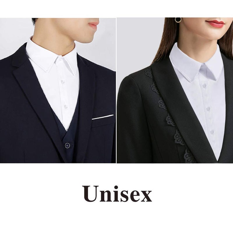 Joyci Men's Fashion OL False Collar Solid Color Lapel Half Shirt Fake Collar (White) - Image 2